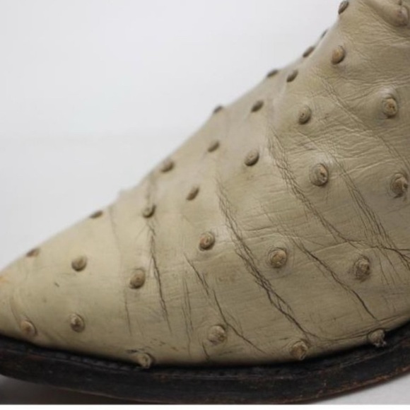 Nocona Men’s Cowboy Boots 7 EE Full Quill Ostrich Leather, Western, Cream/Ivory - Picture 13 of 16